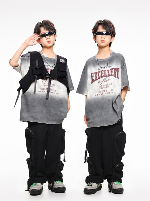 キッズ ダンス衣装 男の子 女の子 ストリート ヒップホップ 半袖 セットアップ ゆったり ルーズ 発表会..