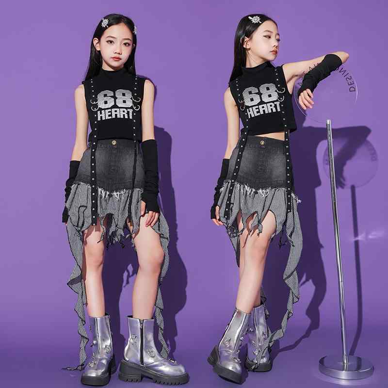 ダンス衣装 女の子 ガールズ キッズ ジュニア ジャズダンス ヒップホップ ストリートダンス 発表会 ステージ パフォーマンス セットアップ 綿 おしゃれ クール ストリート系