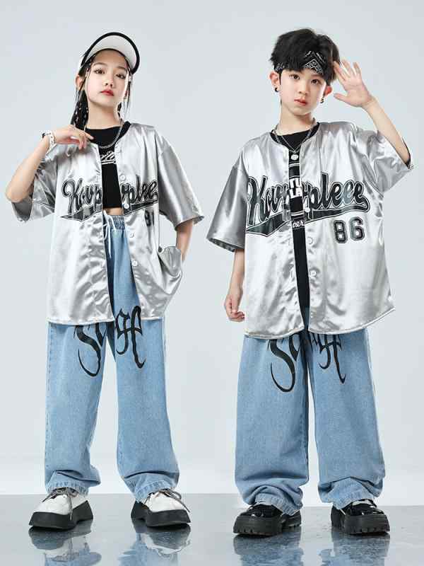 ダンスウェア キッズ 男の子 ストリートダンス ヒップホップ セットアップ 野球服 ベースボールジャケット アウター 発表会衣装 舞台 パフォーマンス ジャズダンス レッスン着