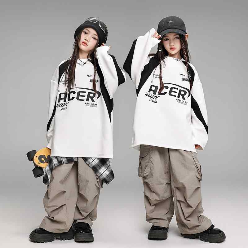 キッズウェア 男の子 女の子 ヒップホップ ストリートダンス スウェット セットアップ ゆったり ルーズ ステージ衣装 発表会 クール カジュアル 秋