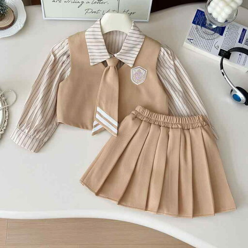 セットアップ 女の子 キッズ スクール風 制服風 春 秋 長袖シャツ ベスト ジレ プリーツスカート 3点セット 通学 お出かけ 普段使い フォーマル カジュアル おしゃれ かわいい ポリエステル 綿 セットアップ 女の子 キッズ スクール風 制服風 春 秋 長袖シャツ ベスト ジレ プリーツスカート 3点セット 通学 お出かけ 普段使い フォーマル カジュアル おしゃれ かわいい ポリエステル 綿