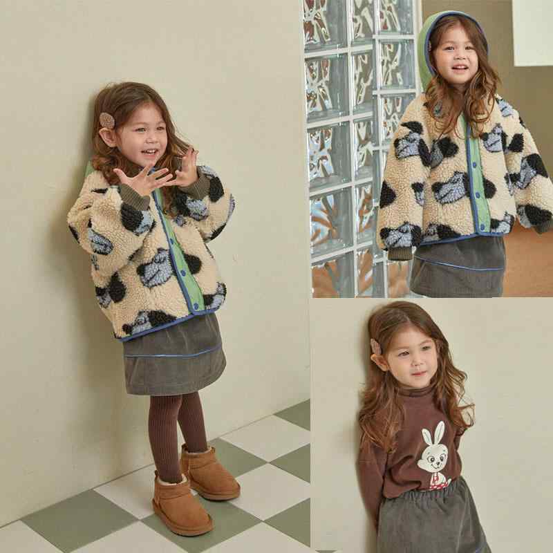 子供服 女の子 キッズ 秋冬 羊毛 ボア フード付き ジャケット ハイネック 裏起毛 長袖 Tシャツ セットアップ 厚手 保温 韓国風 アニマル柄 かわいい 通園 通学 カジュアル 普段使い