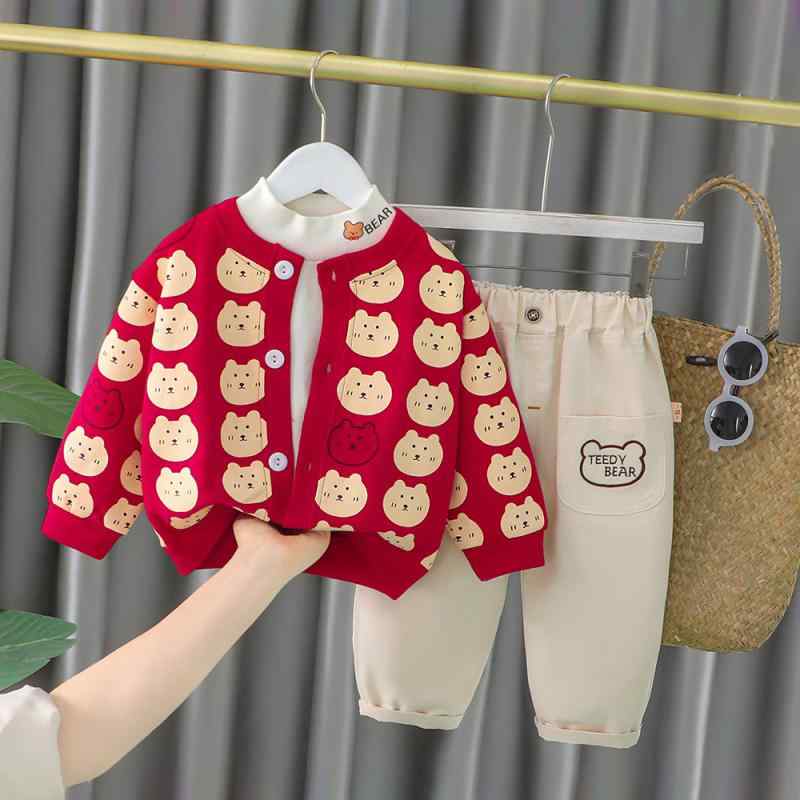 ベビー 男の子 セットアップ 三点 長袖 綿 カートゥーンプリント 春秋 カジュアル おしゃれ ロングパン..