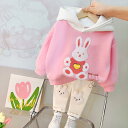 way-ugoで買える「キッズ ベビー 女の子 セットアップ 秋冬 韓国風 フード付きトレーナー 2点セット キャラクター 厚手 裏起毛 長袖 普段使い ポリエステル フリース ピンク イエロー パープル おしゃれ 肌触り良い」の画像です。価格は5,170円になります。