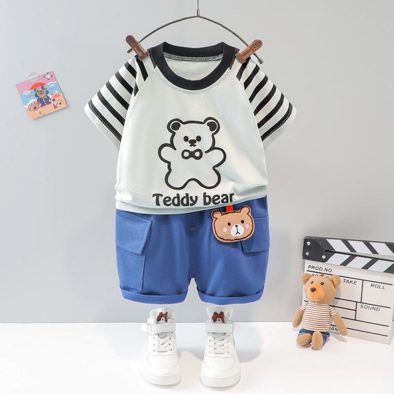 キッズ 男の子 ベビー 半袖Tシャツ ショートパンツ セットアップ 上下セット 切り替え キャラクター柄 綿 コットン素材 薄手 涼しい 夏 普段使い カジュアル ルームウェア ボーイズ 幼児服