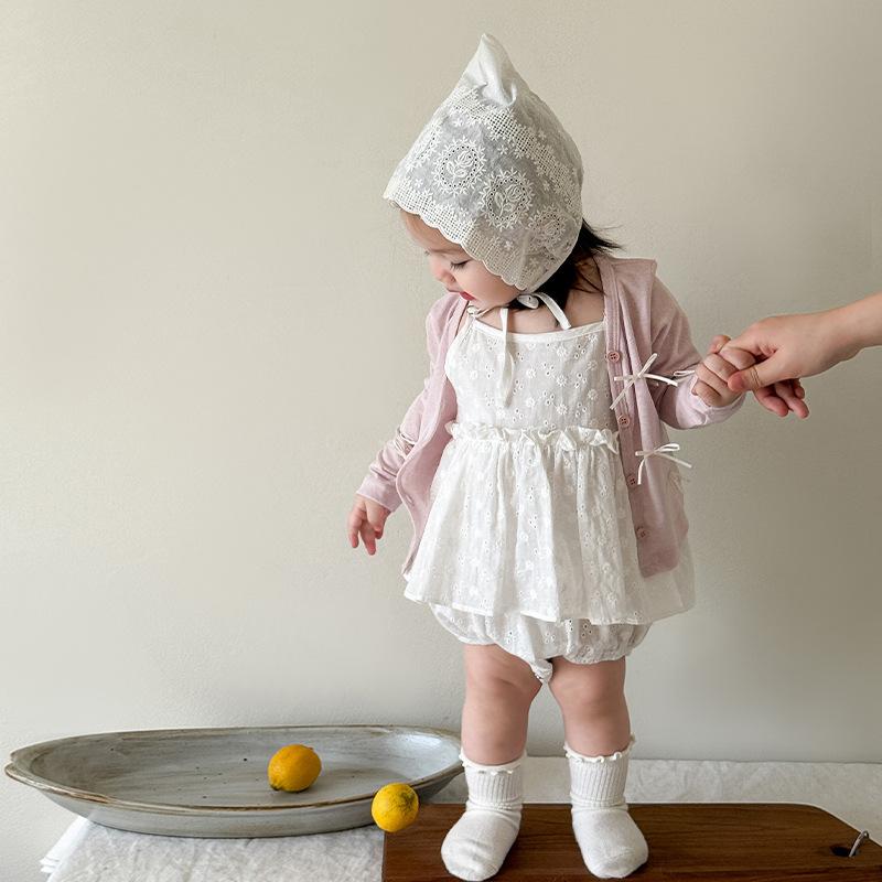 ロンパース 女の子 ベビー カバーオール 赤ちゃん 薄手 綿 プリンセススカート ノースリーブ 春夏服 かわいい お出かけ着