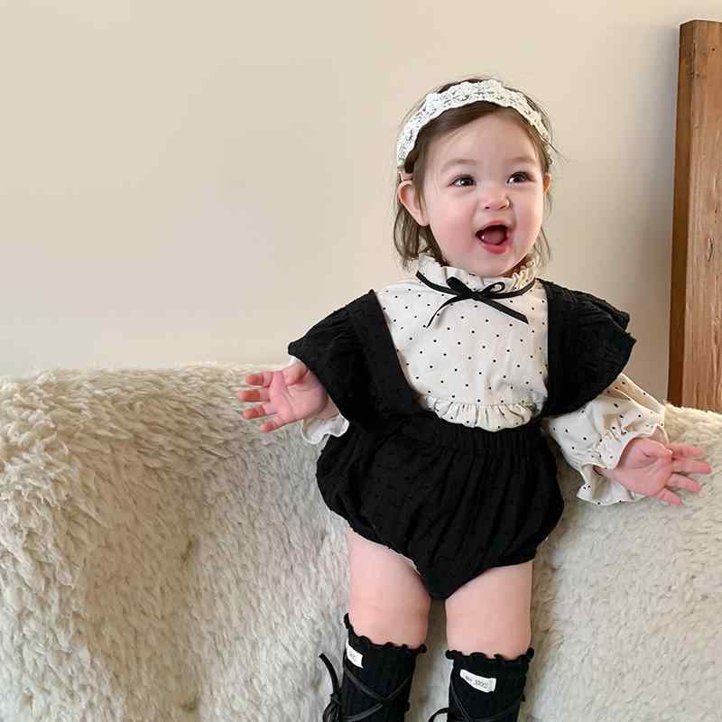 ロンパース 女の子 ベビー 赤ちゃん サスペンダー ボディスーツ コットン 長袖 春夏 普段着 股下ボタン フードなし プルオーバー 韓国風