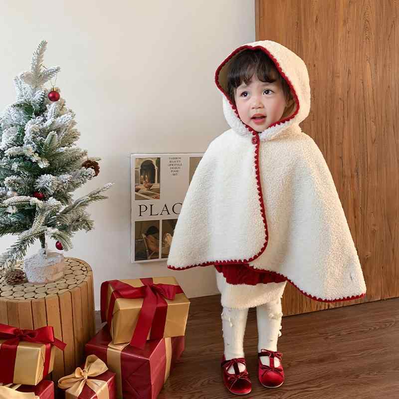 ベビー ポンチョ 女の子 赤ちゃん 秋冬 ボア モコモコ ケープ 厚手 防風 フード付き おしゃれ かわいい..