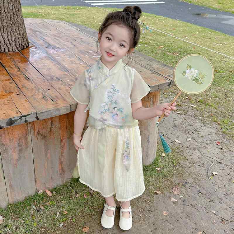 ・カテゴリ: 子供用民族衣装・スタイル: 中国風・デザイン: 唐装・性別: 女の子・対象年齢: 中小児(3~8歳)・主な素材: ポリエステル85%・厚さ: 薄手・柄: プリント・生地加工: 柔軟処理・裏地: ポリエステル・カラー展開: ピンク、黄緑色・サイズ展開: 90cm、100cm、110cm、120cm、130cm、140cm、150cm