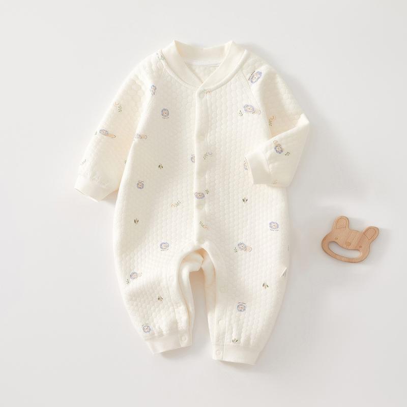ベビー 新生児 赤ちゃん 男女兼用 ロンパース 綿100% 肌に優しい 中綿入り 厚手 あったか 保温 長袖 前..