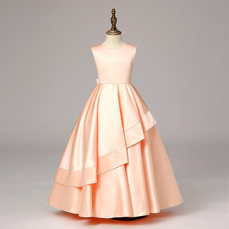 ドレス 女の子 キッズ プリンセスドレス フォーマル ピアノ発表会 演奏会 舞台衣装 サテン ポリエステ..