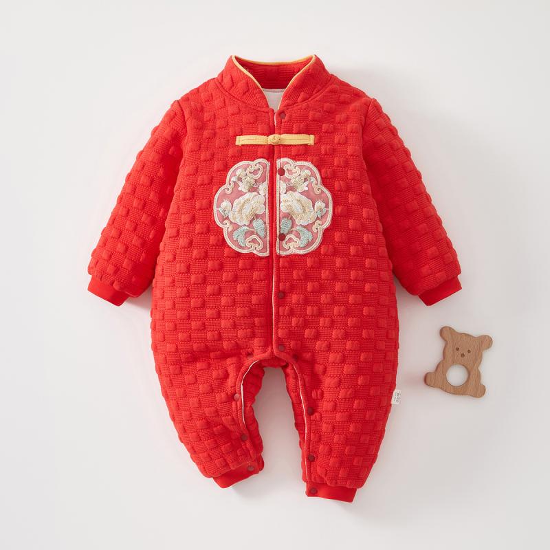 ロンパース 女の子 ベビー 新生児 冬 防寒 厚手 中綿入り 保温 あったか 綿100% カバーオール ジャンプ..