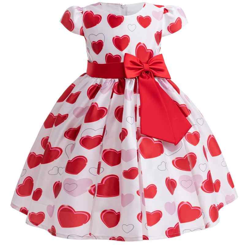 キッズ ドレス 女の子 バレンタイン ピンク レッド ハート柄 プリンセス リボン 発表会 パーティー フォーマル ポリエステル かわいい