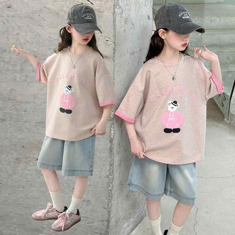 Tシャツ ガールズ 春夏 半袖 薄手 キャラクター かわいい 吸湿速乾 クルーネック 綿100% 柔らかい オー..