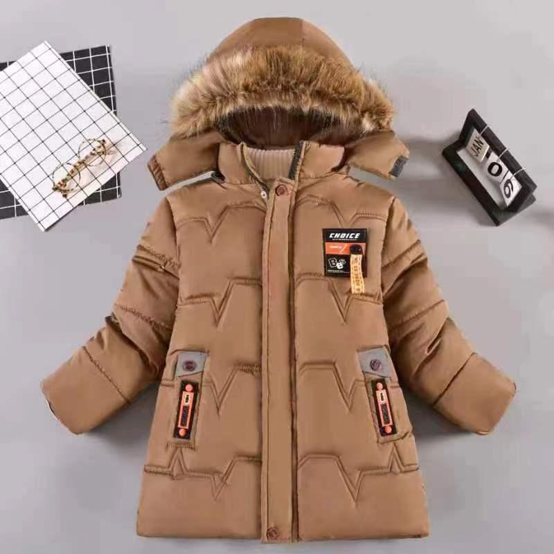 コート キッズ 男の子 男児 冬用 裏起毛 厚手 中綿入り 保温 防寒 ミドル丈 ハーフ丈 フード付き ジップアップ ハイネック カジュアル おしゃれ 韓国風 通学 アウター ジャケット