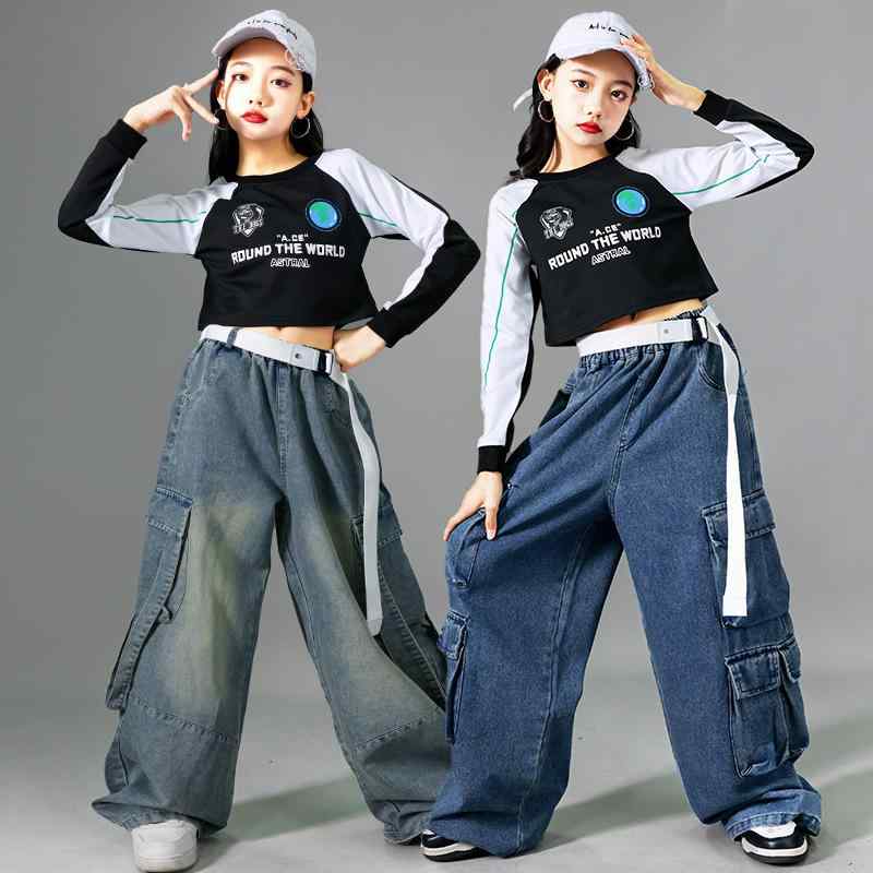 キッズダンスウェア 男の子 女の子 男女兼用 ストリート ジャズ ヒップホップ ダンス 発表会 舞台 パフォーマンス イベント ファッションショー トレンド おしゃれ ポリエステル 春秋