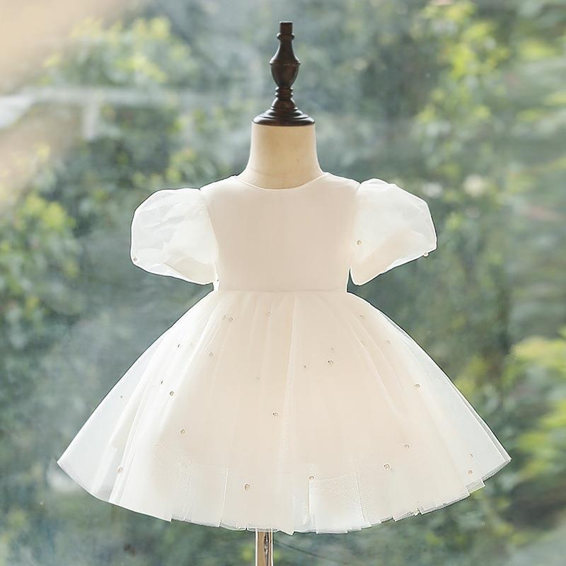 ドレス キッズ 女の子 ベビー 白 ホワイト プリンセス ボリューム チュールスカート フォーマル 発表会..