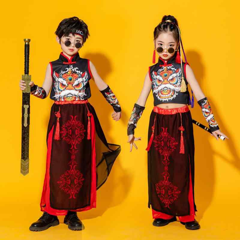 キッズ ダンス衣装 女の子 男の子 チャイナ風 中華モダン 舞台衣装 発表会 演奏会 イベント ステージ衣..