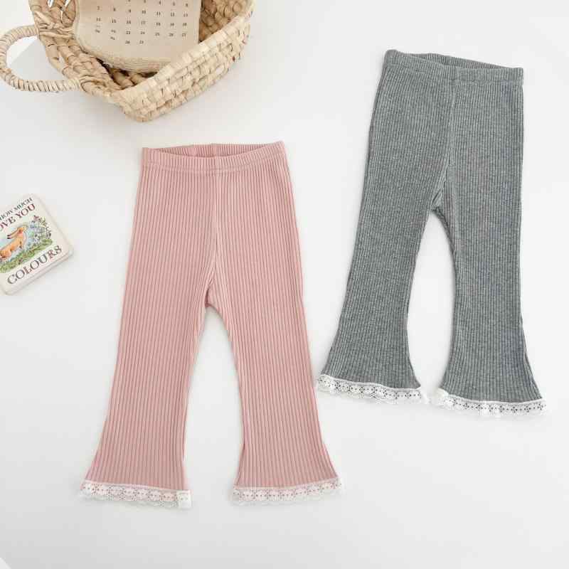 レギンス 女の子 キッズ フレアパンツ リブ フリル裾 長ズボン ウエストゴム シンプル 無地 かわいい ..