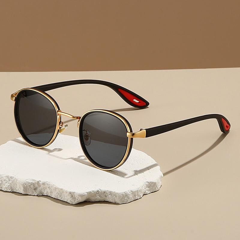 サングラス メンズ 男性用 ラウンドフレーム メタル製 UV400カット 欧米 ファッション 個性的 ヒップホ..