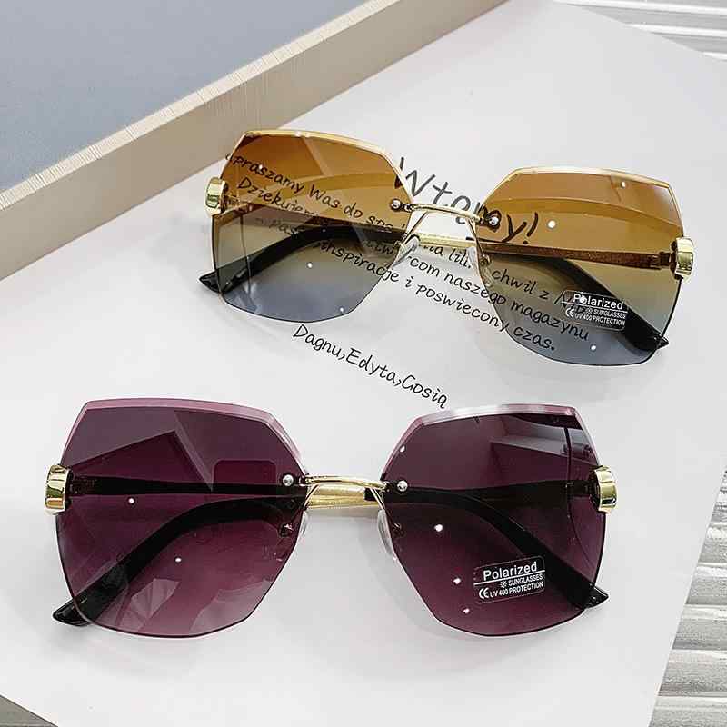 サングラス アイウェア フレームレス メタル スクエア型 UV400 紫外線対策 クリスタルカット ストーン装飾 ゴールドフレーム 個性的 ファッション 韓国風 SNS映え レジャー ドライブ パーティー