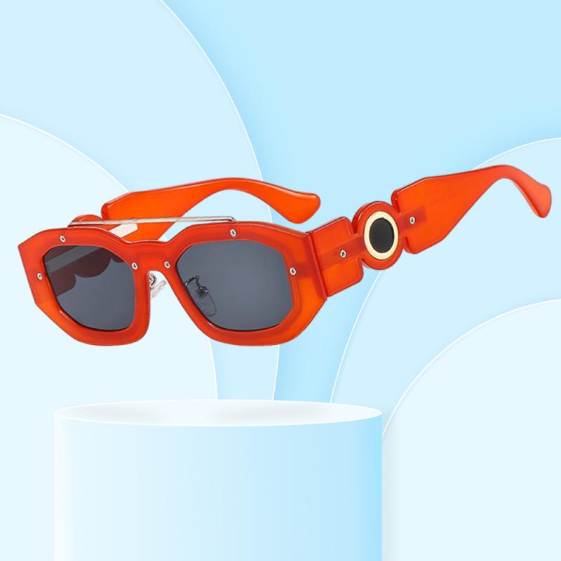 サングラス ユニセックス スクエアフレーム スモールサイズ 個性的 パンクスタイル ヒップホップ 欧米風 アバンギャルド UV400 紫外線対策 プラスチック メタル 軽量 ドライブ レジャー ファッション小物 ヒョウ柄 トレンド