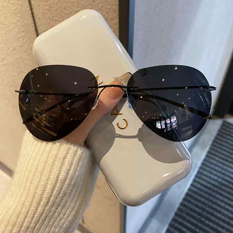 サングラス メンズ 超軽量 フレームレス パイロット 偏光 UVカット 紫外線対策 運転 ドライブ 釣り レジャー サイクリング スポーツ アビエーター 樹脂レンズ メタルフレーム アイウェア ファッション レトロ