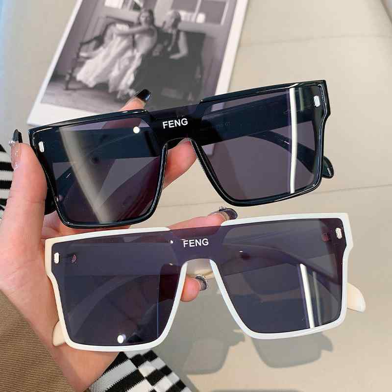 サングラス 欧米風 ファッション ビッグフレーム スクエア 一体型 UVカット UV400 PCレンズ PCフレーム 運転 ドライブ サイクリング 釣り アウトドア レジャー 普段使い ストリート ヒップホップ カジュアル 高級感 ブラック グレー 春夏