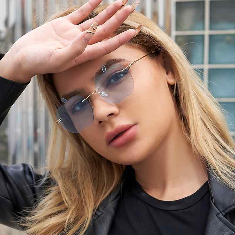 サングラス レディース リムレス フレームレス りんご型 アップル UVカット UV400 ピンク レッド イエロー ブルー グリーン PC素材 おしゃれ 個性的 ユニーク パーティー ダンス イベント レジャー ファッション(4)