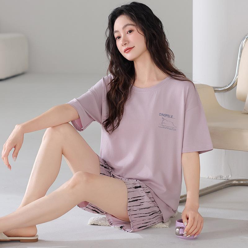 パジャマ レディース 夏 モダールコットン 接触冷感 薄手 ゆったり 半袖 ショートパンツ 上下セット ルームウェア 部屋着 ワンマイル クルーネック 通気性 伸縮性 快適