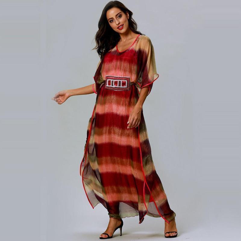 ワンピース レディース ムスリム イスラム教 中東 ロングドレス フレア Aライン シフォン ポリエステル..