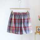 ショートパンツ レディース 五分丈 ハーフパンツ ボトムス 綿100% ゆったり 薄手 チェック柄 ルームウェア 部屋着 パジャマ 普段使い シンプル リラックス 快適 春夏