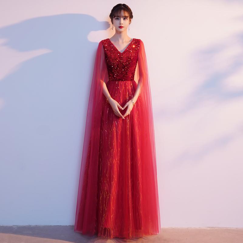 合唱ドレス レディース 演奏会 発表会 フォーマル ロング丈 指揮者用 Aライン 深Vネック 3/4スリーブ ハイウエスト モダン エレガント 優雅