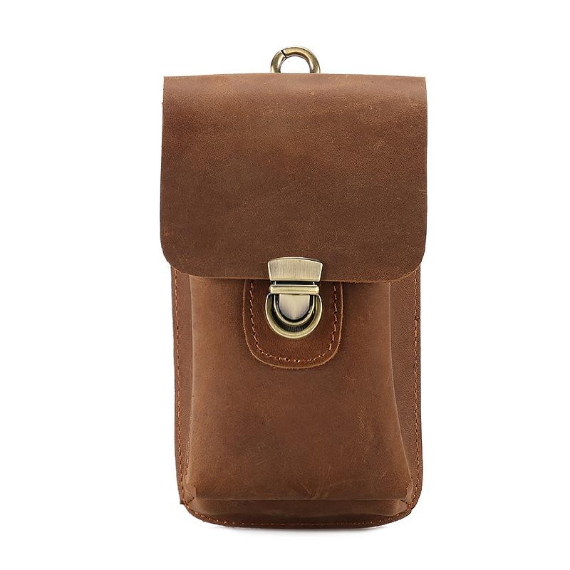 スマホポーチ メンズ 本革 牛革 クレイジーホースレザー 縦型 ウエストポーチ ヒップバッグ ベルトポー..