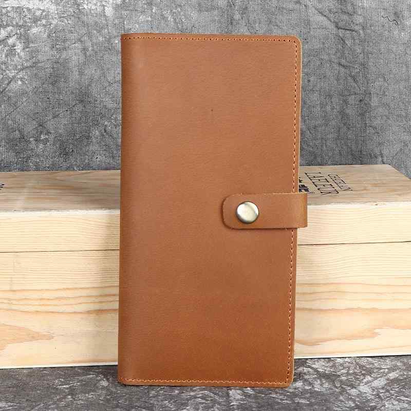 財布 メンズ 男性用 本革 牛革 クレイジーホースレザー 長財布 ロングウォレット スナップボタン留め ハンドメイド レトロ ヴィンテージ ビジネス カジュアル 無地 ブラック ブラウン