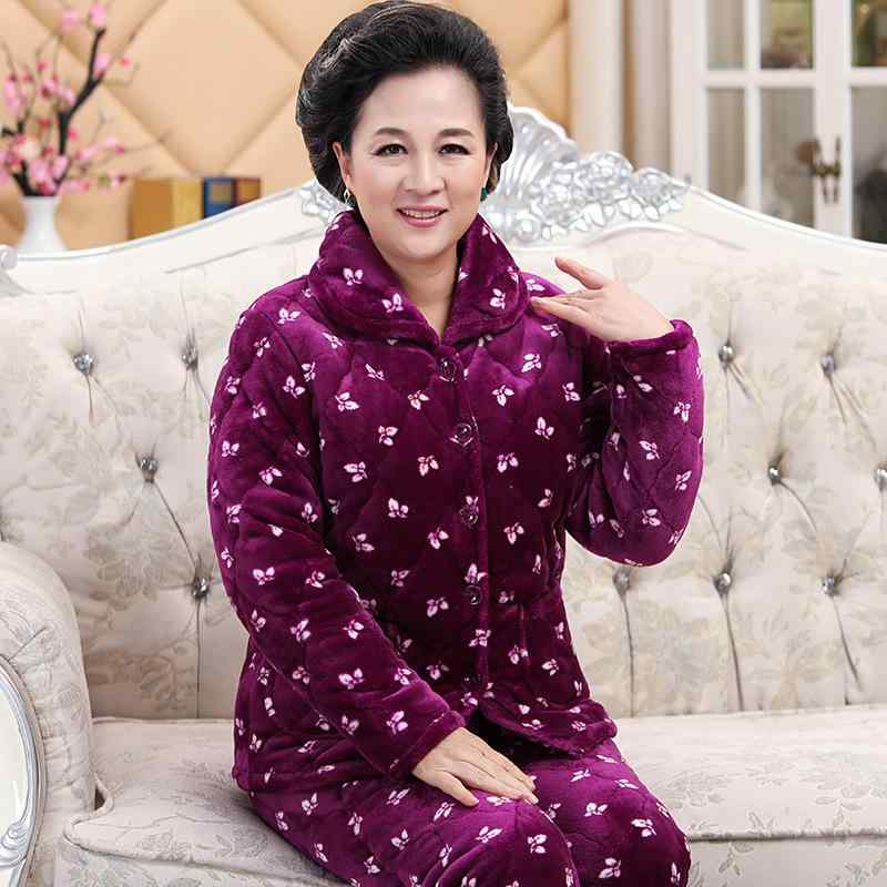 パジャマ レディース ミセス ルームウェア フランネル サンゴフリース 中綿入り 上下セット セットアップ 厚手 あったか 暖かい 長袖 ロングパンツ 襟付き 大きいサイズ ゆったり 秋冬 保温 快適 カジュアル