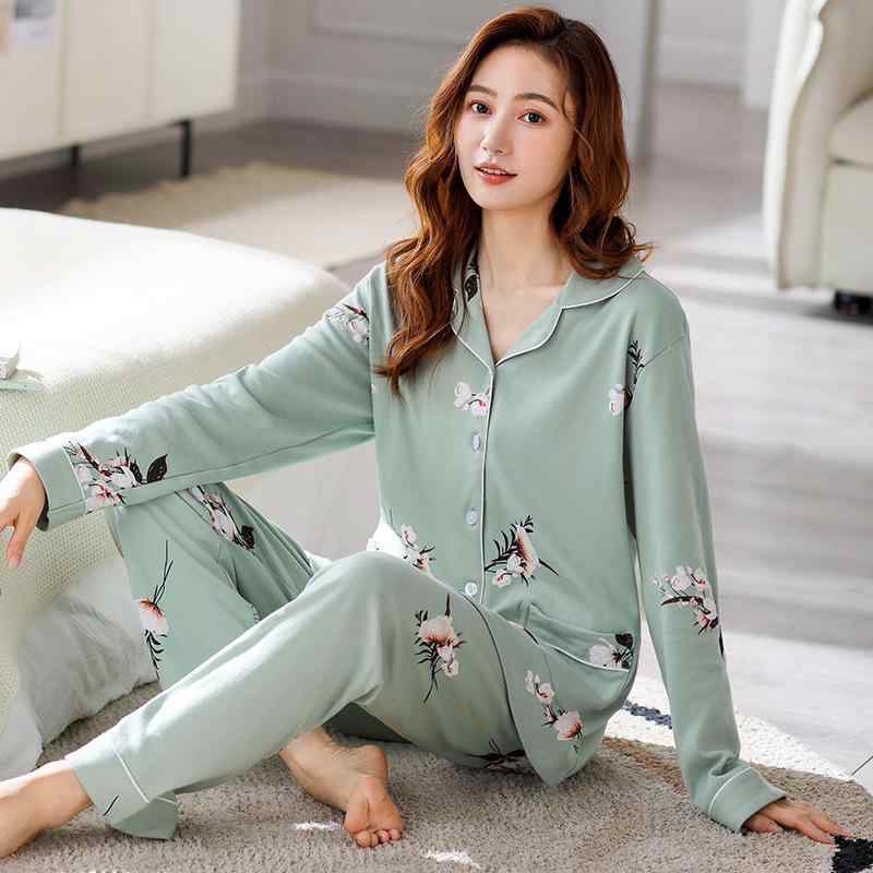パジャマ レディース 女性用 ミセス 中年女性 春秋 秋冬 純綿 コットン 綿100% 長袖 長ズボン 前開き 大きいサイズ ゆったりサイズ ルームウェア 部屋着 ホームウェア ナイトウェア セットアップ 快適 通気性 ストレッチ