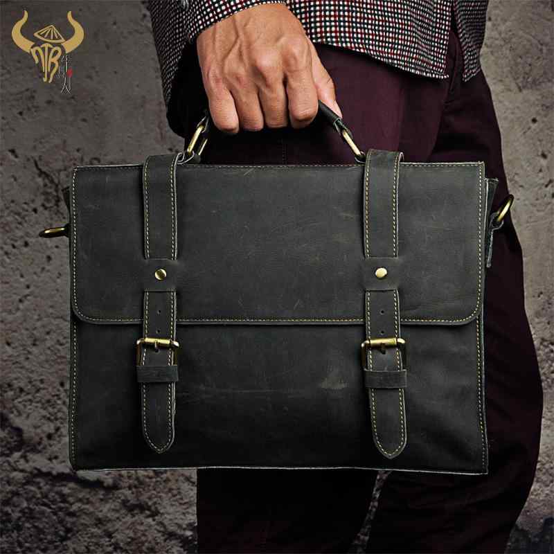 ビジネスバッグ メンズ 男性用 本革 牛革 クレイジーホースレザー トップグレイン ブリーフケース PCバ..