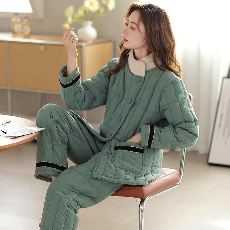 楽天way-ugoパジャマ レディース 女性用 秋冬 ポリエステル 中綿入り 裏起毛 厚手 極厚 保温 あったか 快適 前開き スタンドカラー 長袖 長パンツ ルームウェア ホームウェア ワンマイルウェア 上下セット カジュアルスタイル