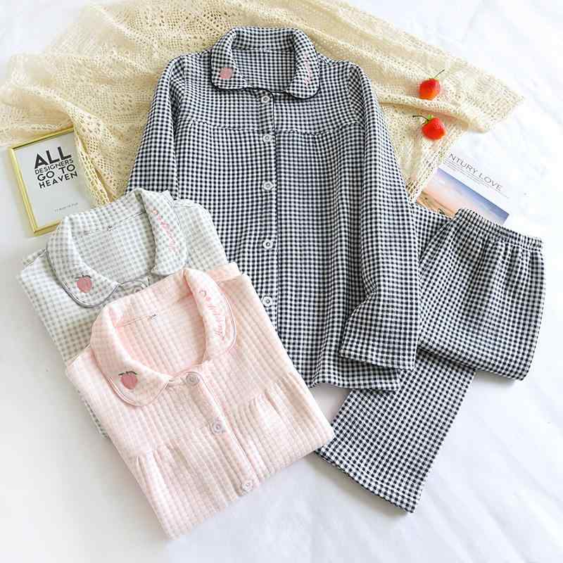 ルームウェア レディース 秋冬 中綿入り コットン 長袖 ゆったり 上下セット パジャマ 部屋着 あったか 快適 大きいサイズ ナチュラル チェック柄 ワンマイルウェア