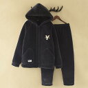 パジャマ メンズ 秋冬 セットアップ フード付き ジップアップ フランネル ポリエステル 裏起毛 極厚 3層構造 保温性 あったか ルームウェア 部屋着 ホーム...