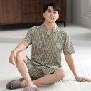 パジャマ メンズ 男性用 純綿 半袖 ショートパンツ 上下セット 薄手 夏用 部屋着 ルームウェア 前開き 開襟 快適 涼しい 高級感 2点セット