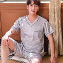 パジャマ メンズ 男性用 春夏 接触冷感 シルク調 薄手 ゆったり 大きいサイズ 半袖 開襟シャツ ショートパンツ 上下セット ルームウェア 部屋着