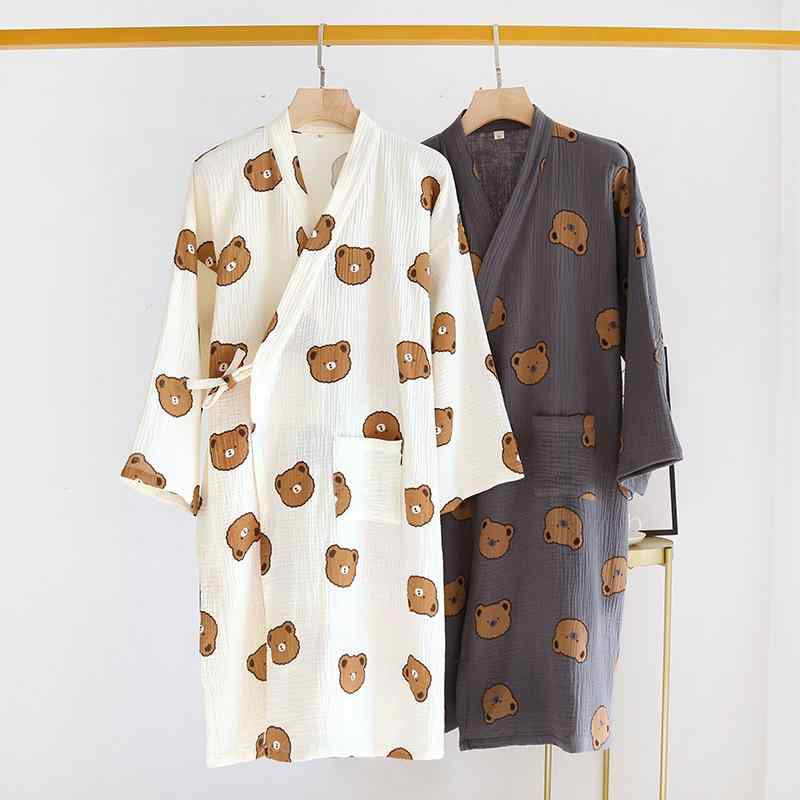 浴衣 男女兼用 和風 パジャマ ルームウェア 純綿 クレープ生地 薄手 帯付き 春秋 寝間着 バスローブ リ..