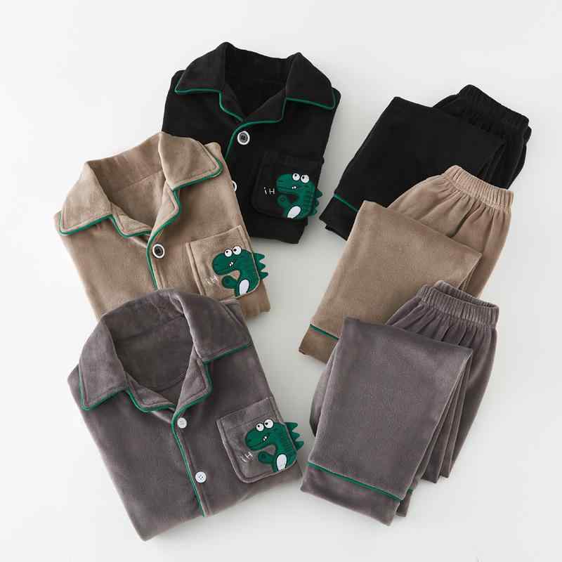 パジャマ 男の子 キッズ ジュニア 秋冬 恐竜柄 サンゴフリース もこもこ 厚手 暖か あったか ルームウェア 部屋着 カジュアル リラックス 上下セット セッ...