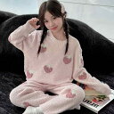 パジャマ 女の子 ガールズ ジュニア 秋冬 厚手 フランネル ポリエステル 保温 あったか もこもこ ふんわり プリンセス かわいい ルームウェア 部屋着 セッ...