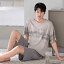 ルームウェア メンズ 男性用 モダール セットアップ パジャマ 半袖 ショートパンツ ハーフパンツ クル..