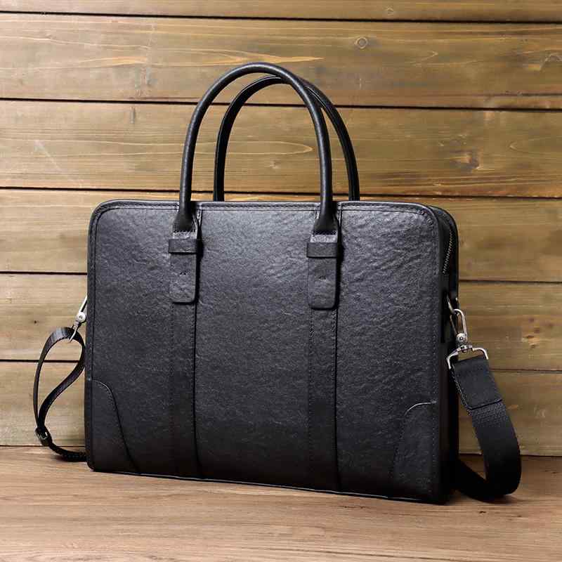 ビジネスバッグ メンズ 本革 レザー 牛革 ファーストレイヤー 植鞣革 ブリーフケース 書類鞄 PCバッグ ショルダーバッグ 手提げ 通勤 14インチ対応 耐摩耗 ブラック