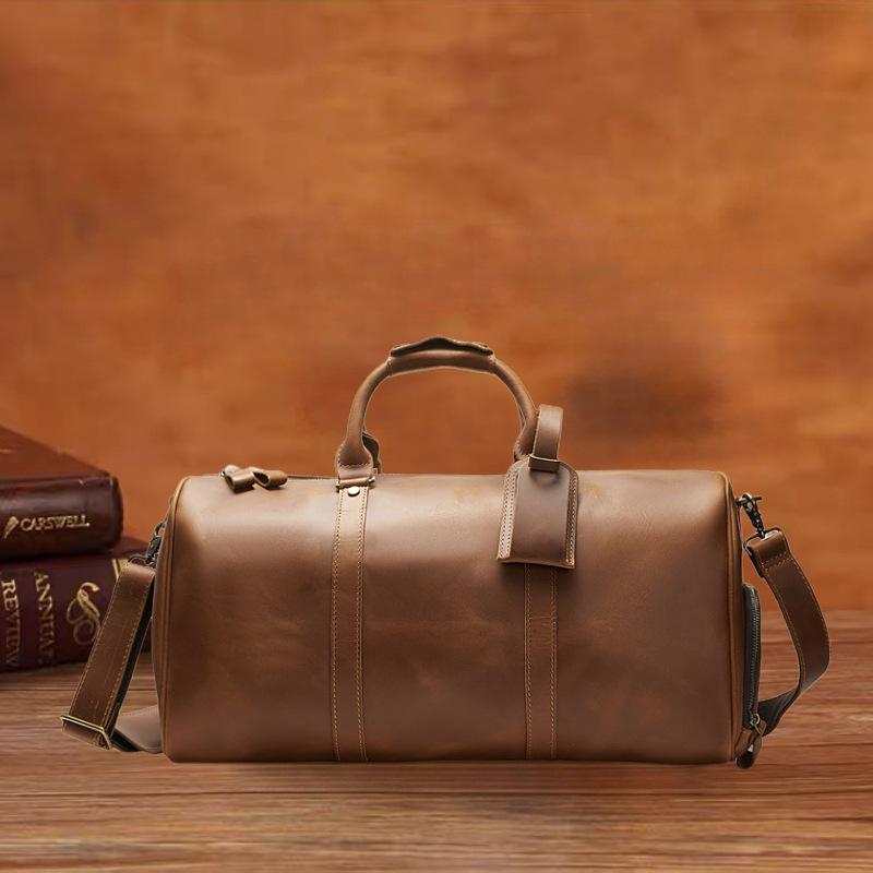 旅行鞄 男女兼用 欧米風 レトロ 本革 牛革 レザー トラベル 旅行 出張 大容量 収納力抜群 丈夫 耐摩耗 ..