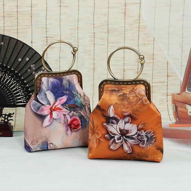 バッグ レディース スクエア 横型 がま口 シルク ハンドバッグ ショルダーバッグ 刺しゅう 花柄 チャイ..